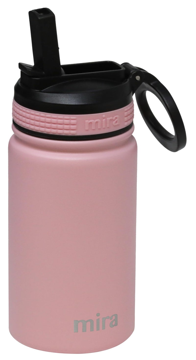 MIRA 12 oz Small Insulated Water Bottle for Cold Drinks | Leak-Proof Stainless Steel with Straw Lid for Travel, Hiking, Gym - Rose Pink - Image 2